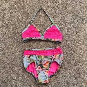 Floral Dancewear Set with Pink Accents